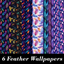 Feather Patterned Wallpaper, Set 2