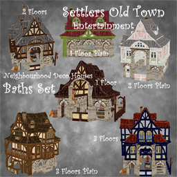 Medieval Old Town Hood Deco Houses - Baths Set