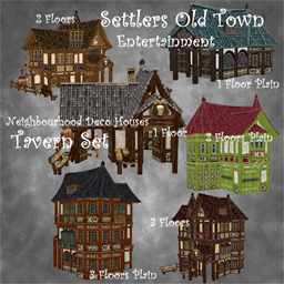 Medieval Old Town Hood Deco Houses - Tavern Set