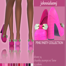 johnnieleemj Shoes 14( Pink Party Collection - Chunky Pumps w/ Bow ) logo