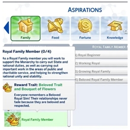 (Aspiration)Royal Family Member  by kiarasims4mods Portuguese translation