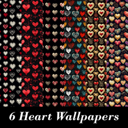 Heart Patterned Wallpaper, Set 1