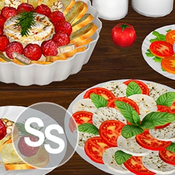 Baked camembert, burrata and caprese salad