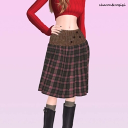 [charon&roqiqi] button plaid skirt project image