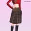 [charon&roqiqi] button plaid skirt logo