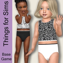 Toddler Black and White Floral Bikini logo