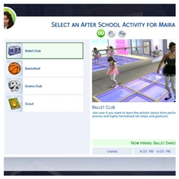 Ballet Club School Activity by kiarasims4mods translation into Portuguese
