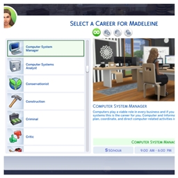 Computer Systems Administrator Career by kiarasims4mods translation into Portuguese