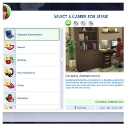 Database Administrator Career by kiarasims4mods translation into Portuguese