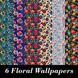 Floral Patterned Wallpaper, Set 10