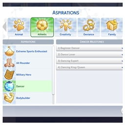 Dancer Aspiration by kiarasims4mods Portuguese translation