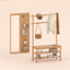 GUA_Wooden shoe rack + Pegboard mirror logo