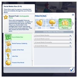 Social Media Star Aspiration by kiarasims4mods Spanish translation
