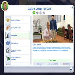 Chess Player Career  by kiarasims4mods / Translated to Spanish by dokimtz