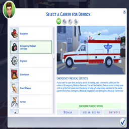 Emergency Medical Services Career de kiarasims4mods / Translated to Spanish by dokimtz