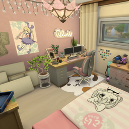 Pastel Pink Gamer & Artist Bedroom