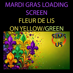 Loading Screen - Mardi Gras Fleur de Lis on Yellow-Green logo