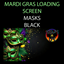 Loading Screen - Mardi Gras Masks on Black logo