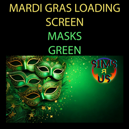 Loading Screen - Mardi Gras Masks on Green logo