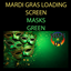 Loading Screen - Mardi Gras Masks on Green logo