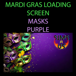 Loading Screen - Mardi Gras Masks on Purple logo