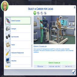Genetic Counselor Career - KiaraSims4Mods / Translated to Spanish by dokimtz