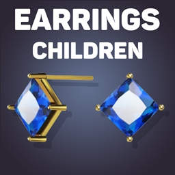Rotated Princess Cut Stud Earrings For Kids