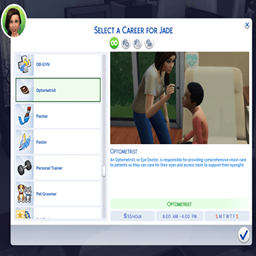 Optometrist Career por KiaraSims4Mods / Translated to Spanish by dokimtz