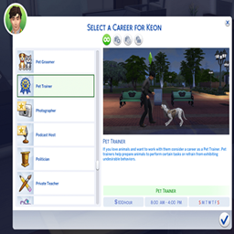 Pet Trainer Career por KiaraSims4Mods / Translated to Spanish by dokimtz
