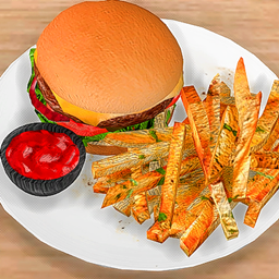 Apple Restaurant Food Set: Veggie Cheeseburger