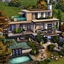 Modern House in Autumn Forest logo