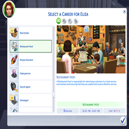 kiarasims Restaurant Host Career / translation spanish by Monisims