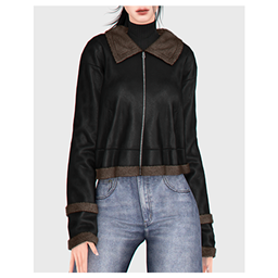 Zip Up Leather Fur Jacket