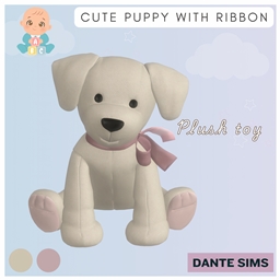 Cute puppy with ribbon plush toy