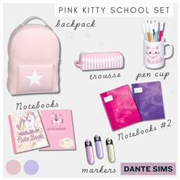 Pink kitty school set logo