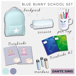 Blue bunny school set