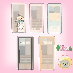 Cute Glass Door chiikawa & cat
