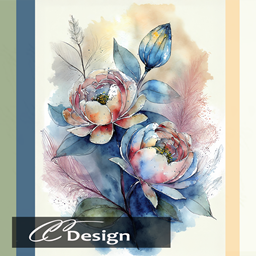 Pretty wallpaper with a floral motif logo
