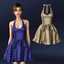 Dress with a flared polka dot skirt and a bow logo