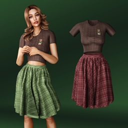 Knitted Top and Plaid Skirt logo