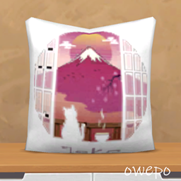 Cozy Mt. Fuji Cat Pillow – Pixel Sunset Edition 🐾🗻