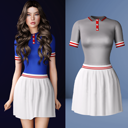 Polo and white skirt logo