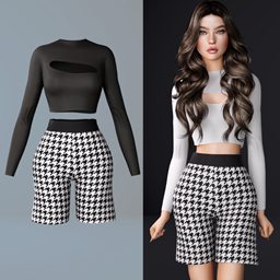 Patterned shorts and long sleeve logo