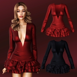 Elegant silk dress with deep V-neck logo