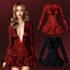 Elegant silk dress with deep V-neck logo