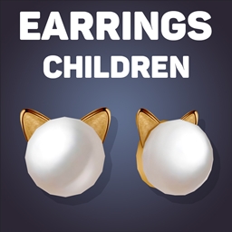 Pearl Kitty Stud Earrings For Kids