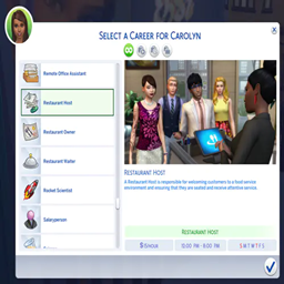 Restaurant Host Career By KiaraSims4Mods | Chinese Translation