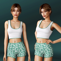 Set of a tank top and leopard shorts logo