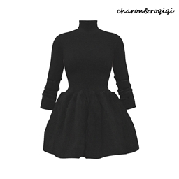 [charon&roqiqi]half collar dress logo