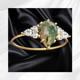 Moss Agate Diamond Engagement Ring